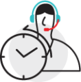 time and call center employee icon