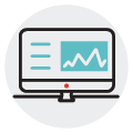 computer with info and graph icon