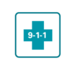 911 on a hospital symbol
