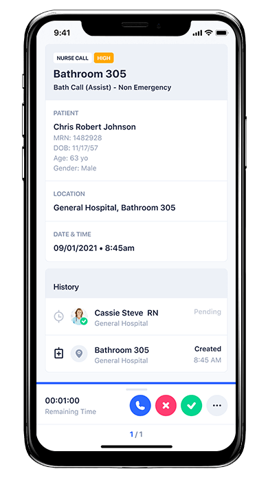 Mobile nurse call screenshot