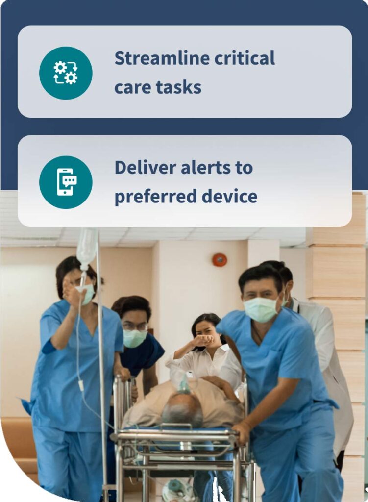 Streamline critical care tasks. Deliver alerts to preferred device.