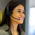 a contact center agent handling a call